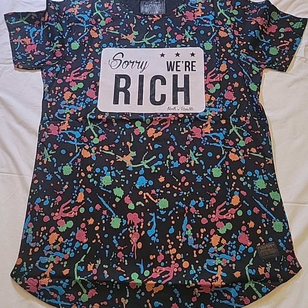 NWT North's Republic New York Women's Size XL T-Shirt Black Paint Splatter